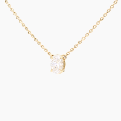 Leni 0.50 carat oval-cut white lab-grown claw-set solitaire diamond necklace