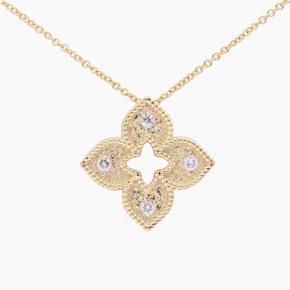 Bunchberry white diamond floral necklace