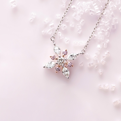 Polaris Argyle pink and white marquise-cut diamond necklace
