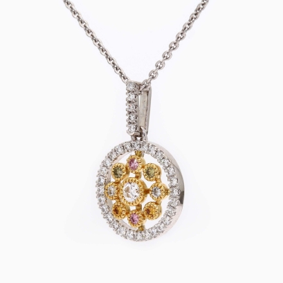 Isobella rainbow diamond flower necklace