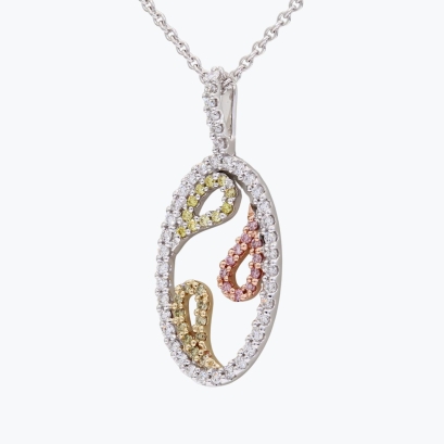 Cashmere Argyle pink and rainbow diamond necklace