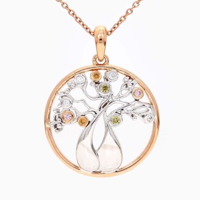 Rainbow Tree of Life rainbow diamond necklace