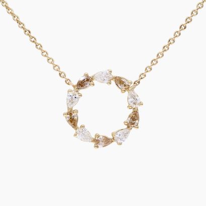 Wreathe pear-cut champagne and white diamond necklace