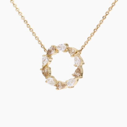 Wreathe pear-cut champagne and white diamond necklace