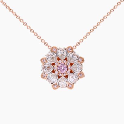 The Eden Argyle pink diamond pear-cut halo necklace