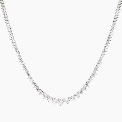 Lavinia 7.25 total carat graduated white lab-grown diamond tennis necklace