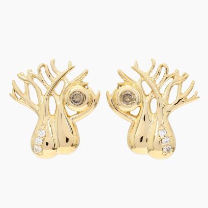 Twin Boab champagne and white diamond stud earrings