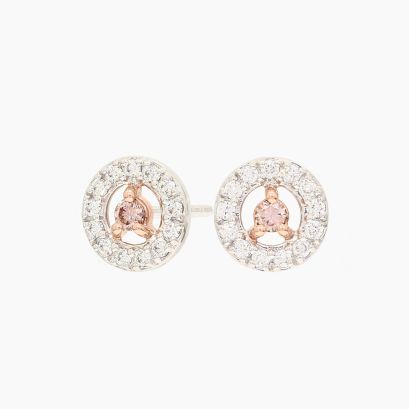 Rita white and Argyle champagne diamond stud earrings