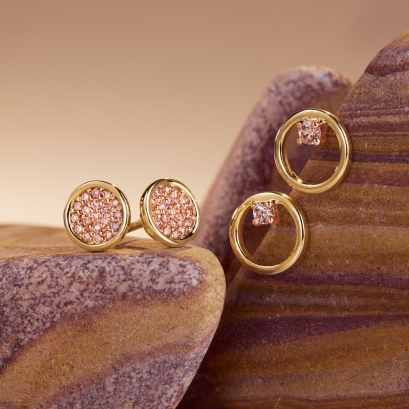 Risa Argyle pink champagne diamond stud earrings