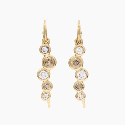 Serelle champagne and white diamond drop shepherd hook earrings
