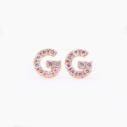 Love Letter G fancy purple diamond stud earrings