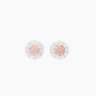 Geranium Argyle light pink champagne and white diamond cluster stud earrings