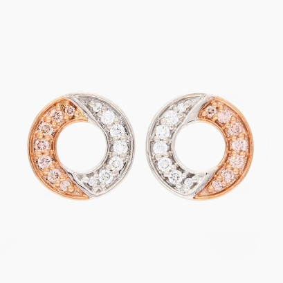 Rare white and Argyle pink champagne diamond stud earrings