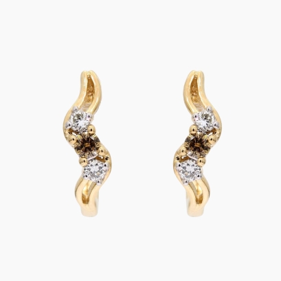 Tiana champagne and white diamond huggie earrings
