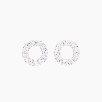 Flight white diamond circle stud earrings
