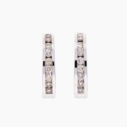 Peyton champagne diamond huggie earrings