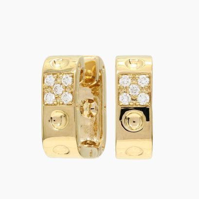 Percival white diamond rounded square huggie earrings