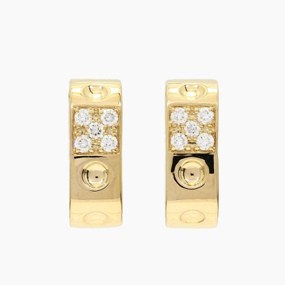Percival white diamond rounded square huggie earrings