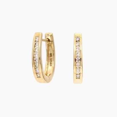 Peyton champagne diamond huggie earrings