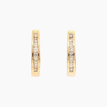 Peyton champagne diamond huggie earrings