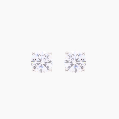 Lumi 1.05 total carat round-cut lab-grown claw-set white diamond stud earrings
