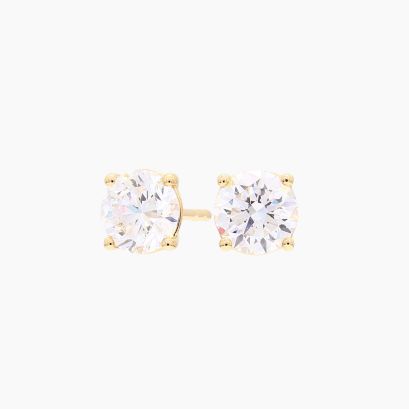 Lumi 1.51 total carat round-cut white lab-grown claw-set diamond stud earrings