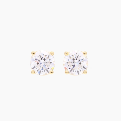 Lumi 1.51 total carat round-cut white lab-grown claw-set diamond stud earrings