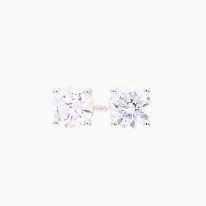 Lumi 1.49 total carat round-cut white lab-grown claw-set diamond stud earrings