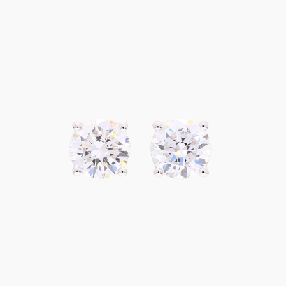 Lumi 1.49 total carat round-cut white lab-grown claw-set diamond stud earrings