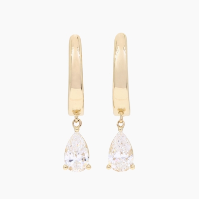 Lexi pear-cut white lab-grown diamond drop huggie earrings