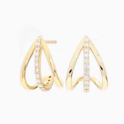 Myst white diamond encrusted triple line claw stud earrings