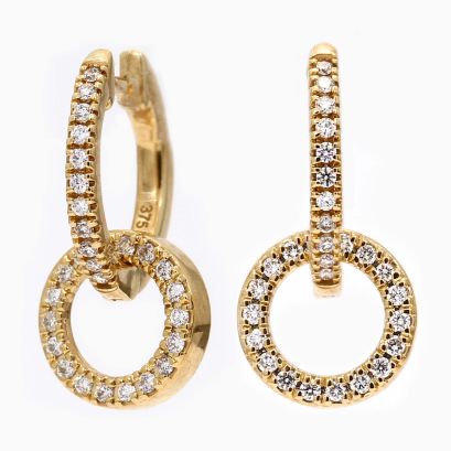 Echo white diamond circle earrings