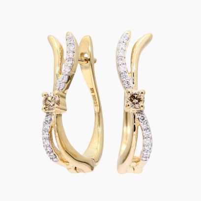 Kiara champagne and white diamond huggie earrings