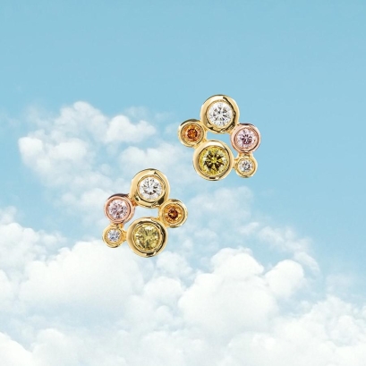 Bubbles rainbow diamond stud earrings