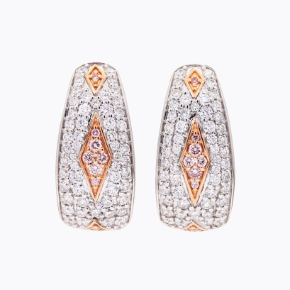 Evia Argyle pink and white diamond earrings