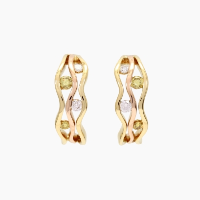 Volare rainbow diamond half hoop stud earrings