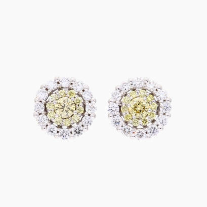 Haze yellow and white diamond stud earrings