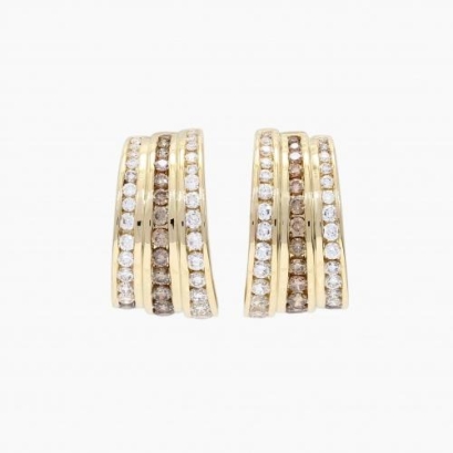 Chrysler champagne and white diamond huggie earrings