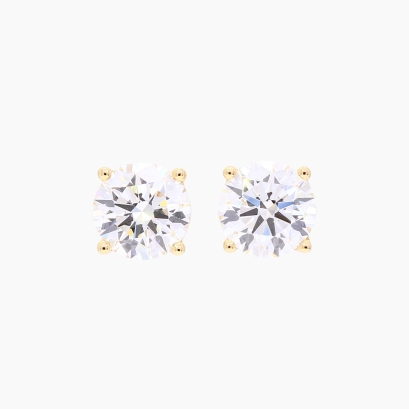 Lumi IGI-certified 2.08 total carat round-cut white lab-grown claw-set diamond stud earring