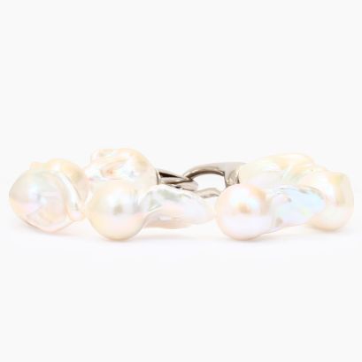 Sandra white freshwater baroque pearl strand bracelet