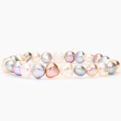 Nerissa rainbow freshwater pearl keshi strand bracelet