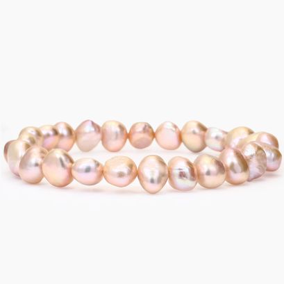 Nerissa multi pink freshwater pearl keshi strand bracelet
