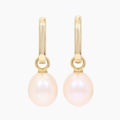 Lorelei white pearl drop huggie hoop earrings