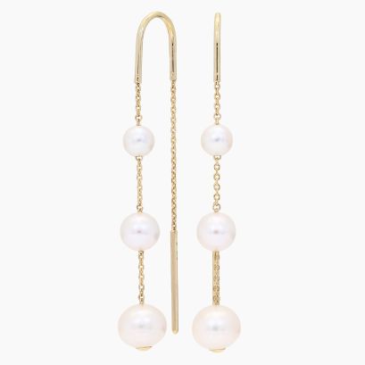 Haiti white freshwater pearl chain earrings