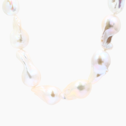 Isara white freshwater baroque pearl strand necklace
