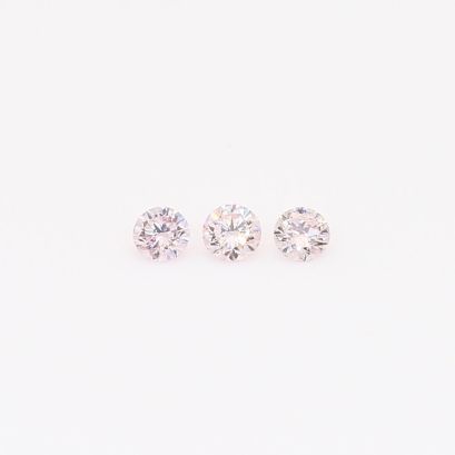 0.10 Total carat trio of round-cut FLP Argyle pink diamonds