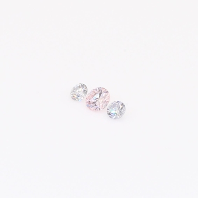 0.075 Total carat trio of round-cut BL1 and FPP Argyle pink diamonds