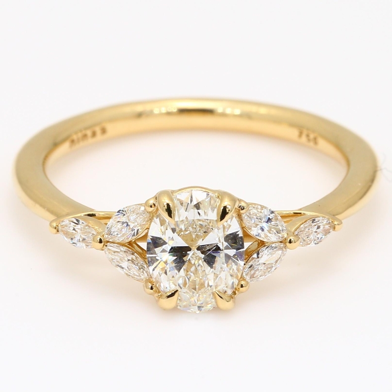 Hera oval and marquise-cut white diamond engagement ring
