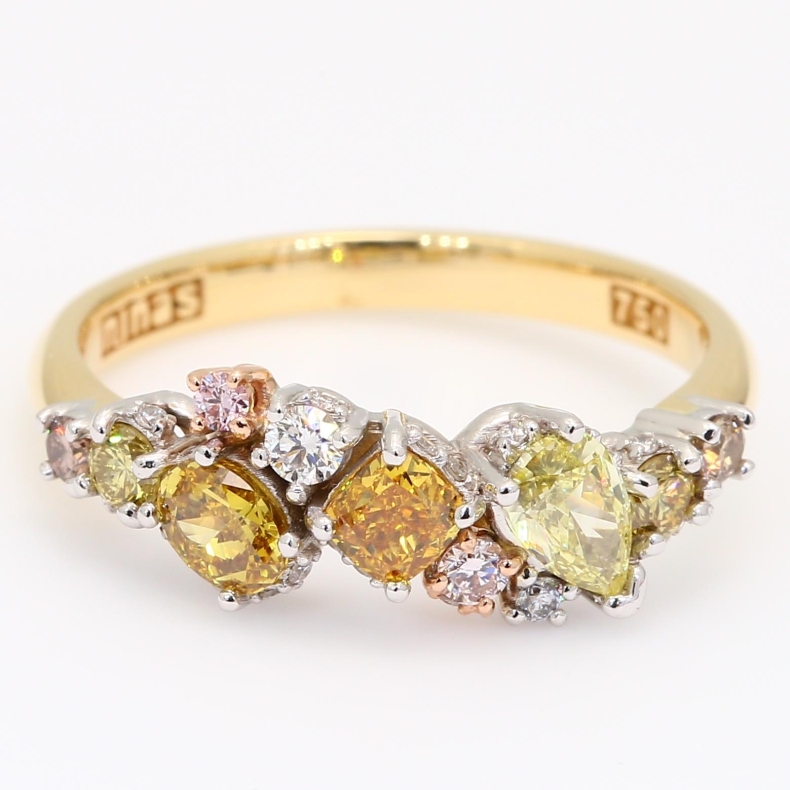 Jubilee pear cushion oval and round-cut rainbow diamond dress ring