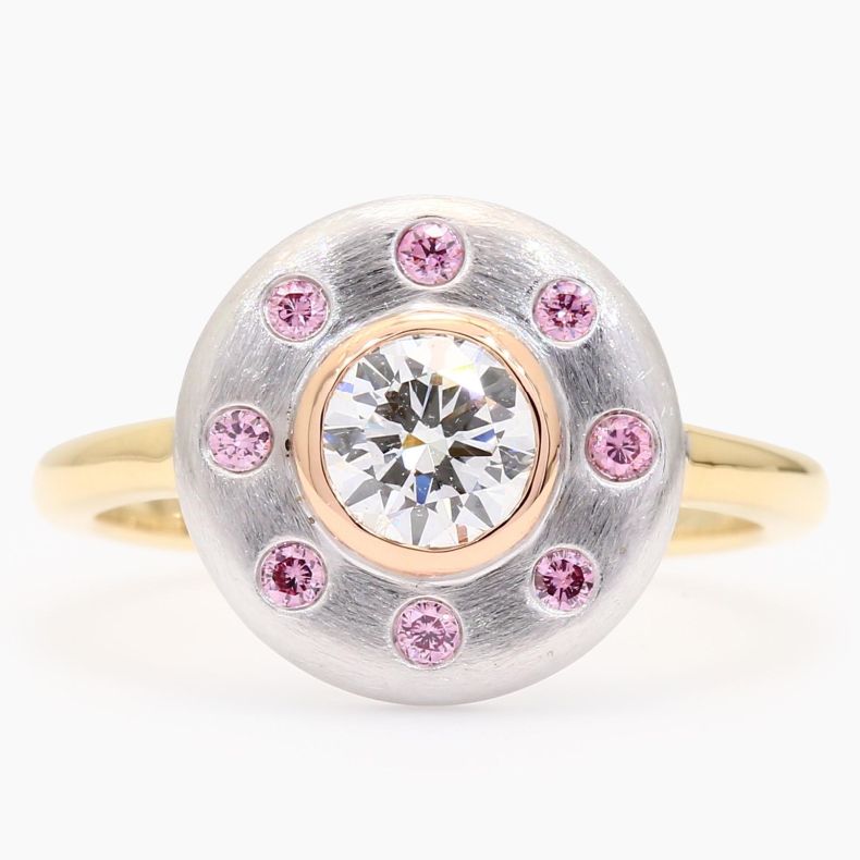 Ceres I white and Argyle pink diamond ring